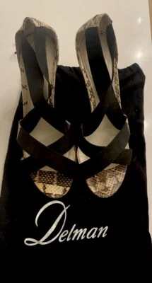 Vintage Delman Snakeskin High heel Sandals  - Image 1 of 4