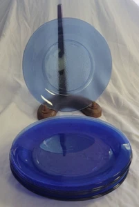 RESISTENTE BRAZIL Cobalt Blue Glass 7 1/4" Plate Set of 7 - Picture 1 of 9