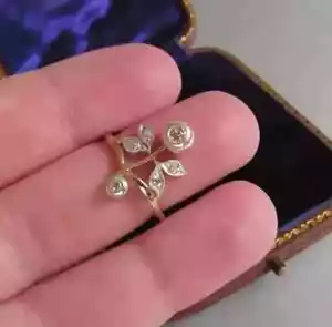 Real Moissanite 2.20Ct Round Cut Flower Women's Ring 14K Two Tone Gold Plated - Picture 1 of 6