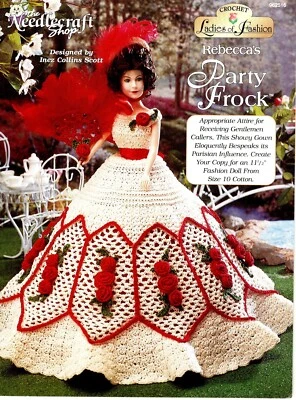 Rebecca's Party Frock Fashion Doll Crochet Booklet The Needlecraft Shop 962516 - Image 1 of 2