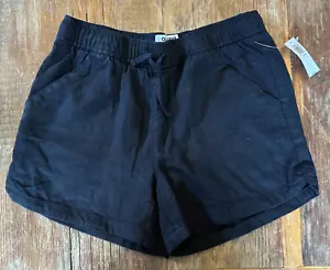 Old Navy Kid Girls Black Linen Blend Pull On Shorts Pockets Size L 10-13 NWT - Picture 1 of 8