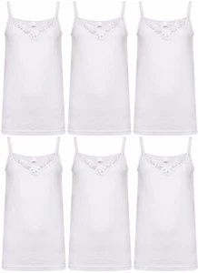 Pack of 6 Stretch Cotton Vest Lace Trim Camisole Tank Ladies Top Lot of 6 Cami - Picture 1 of 6