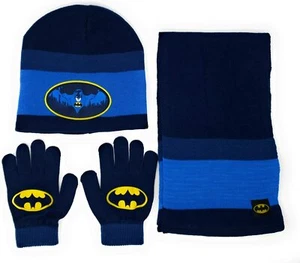 Batman 3 PC Beanie Gloves Scarf Set One Size Fits Boy 5 To 8  - Picture 1 of 1