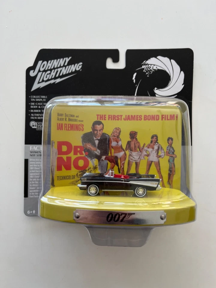 007 Model 8cm Car 1957 Checv Bel Air Dr.no 1 64 Johnny Lightning Tin