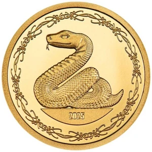 SNAKE Lunar Year Gold Coin 1000 Togrog Mongolia 2025 - Picture 1 of 2