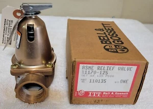 B & G 1170-125 ASME RELIEF VALVE #110135 SET AT 125 PSIG (NOS) 1" INLET/ DRAIN - Picture 1 of 6