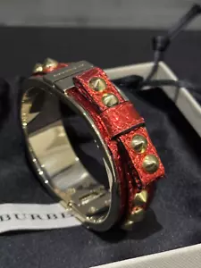 Authentic NEW Burberry Red Metallic Lizard Bowspringhill 18 Bracelet - Picture 1 of 13