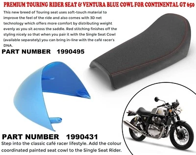 Royal Enfield "Premium Touring Rider Seat with Cowl Blue" GT & Interceptor 650 - Image 1 of 2