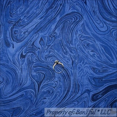 BonEful Fabric FQ Cotton Quilt Navy Blue Dark US Swirl Scroll Harry Potter Magic