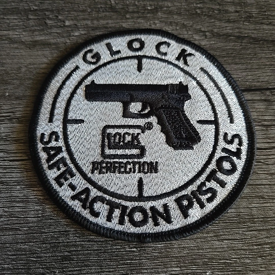 Glock Perfection Safe Action Pistols Patch Embroidered Logo Black & Silver  - Image 1 of 3