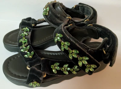 ANTHROPOLOGIE AEROSOLES Women’s Green Velvet Sandal 6 1/2 Elevated Minimalism - Image 1 of 4