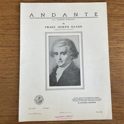 Andante~Haydn~duet~4 hands~Progressive 800 Series~822~Art Publication Society - Image 1 of 4