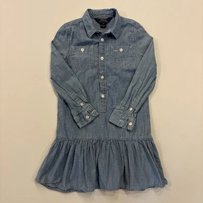 Vestido vaquero manga larga Polo Ralph Lauren para niña talla 6 - azul Foto 1 de 4
