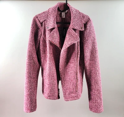 Chaqueta de moto para mujer White House Black Market WHBM Outlet 6 rosa jaspeado nueva con etiquetas Foto 1 de 4