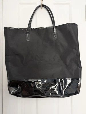 Burberry Fragrances Large Lined Shopper Tote Bag Black Nylon Patent PVC - Image 1 of 4