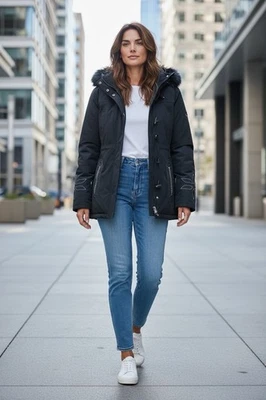 Chaqueta de esquí BOGNER negra de piel con capucha MRSP: $1,600 para mujer talla 10 UE 40 ¡SEXY! Foto 1 de 4