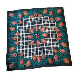Diane Von Furstenberg Colorful Paisley & Plaid 100% Silk Square Scarf 42" x 42" - Picture 1 of 6