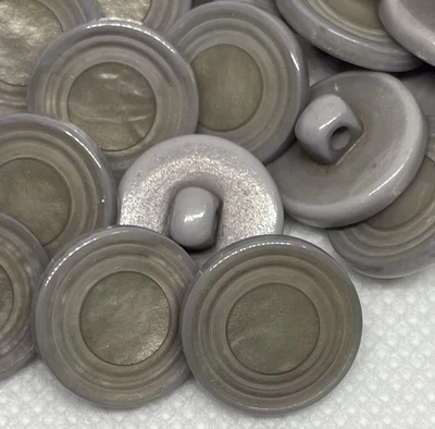 Czech Grey Pearl Center Round Shank Plastic Buttons 9/16" Lot Gry1 - Image 1 of 3