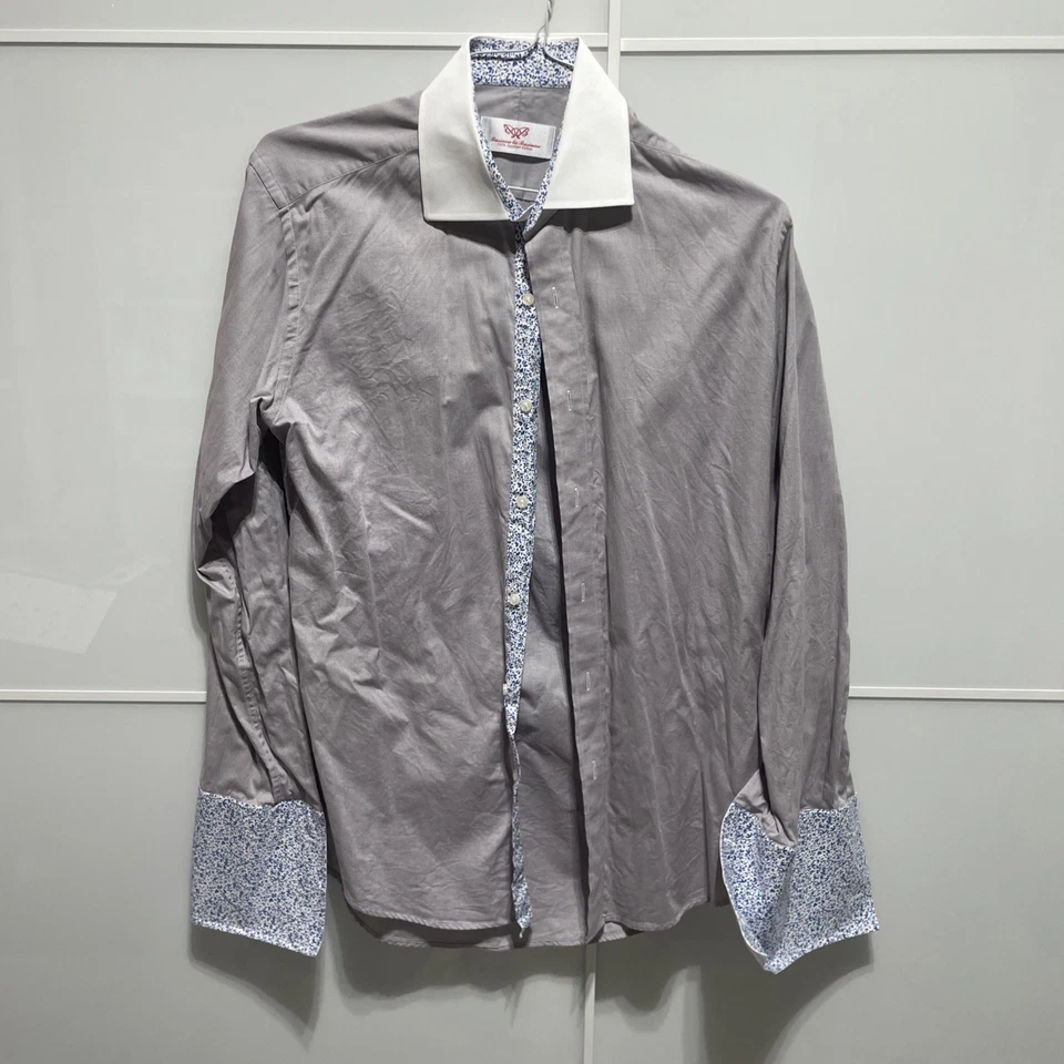 Бизнес для бизнеса мужской платье рубашка серый французский рукав 15,5 33/34 - Изображение 1 из 4