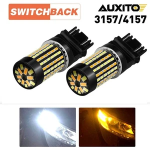 AUXITO 2X 4157/3157 Switchback LED luces de señal de giro 120-SMD ámbar blanco bombilla A - Imagen 1 de 8
