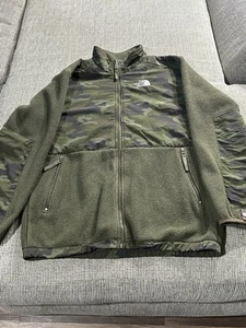 The North Face Jacket Boys XL Denali Full Zip Fleece Camouflage Green Outdoor - Picture 1 of 6