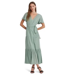 Ralph Lauren Shadow-Gingham Belted Cotton-Blend Dress in Soft Laurel Size 6 - Picture 1 of 5