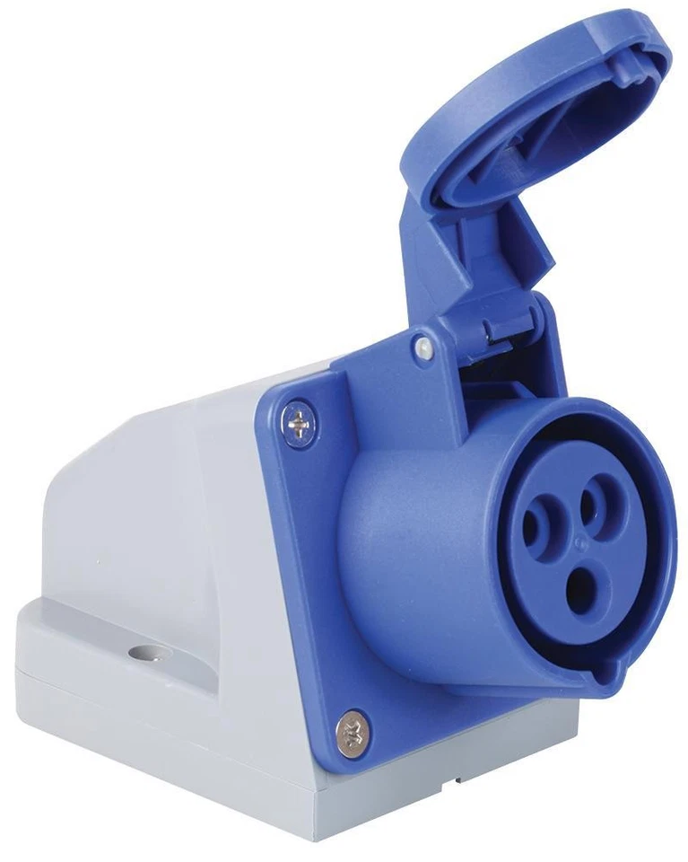 MK - 16A, 250V, Surface Mount CEE Socket, 2P+E, Blue, IP44 - Image 1 of 1