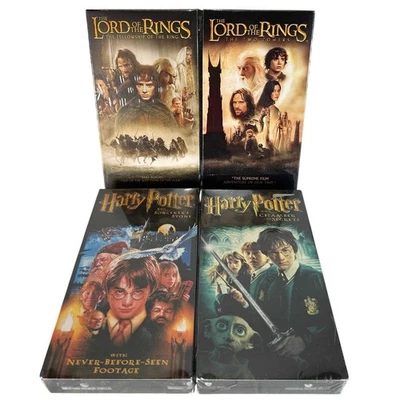 Harry Potter Sorcerers Stone Chamber Secrets LOTR Fellowship Towers VHS New - Image 1 of 4