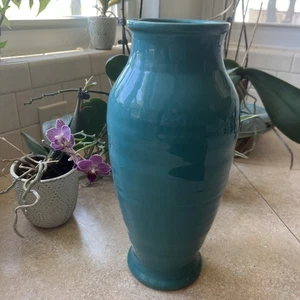 Cowan Pottery Peacock Blue Large Vase 12” Tall Marked J - Picture 1 of 11