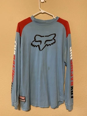 Camiseta deportiva de carreras Fox vintage para hombre azul medio motocross BMX motor de colección Foto 1 de 4