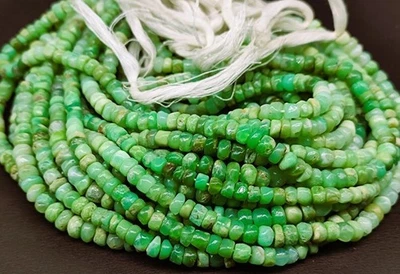 Natural Green Chrysoprase Rondelle Beads: 11 Inch Gemstone Strand 5.8x5.8x3.4mm - Image 1 of 4