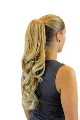 Haarteil Pferdeschwanz Zopf gewellt 55cm lang Butterfly-Klammer Blond-Mix W3063 - Bild 1 von 3