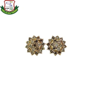 Diamond Flower Style Stud Earrings in 10K Yellow Gold .76CTW (PBR107890) - Picture 1 of 3