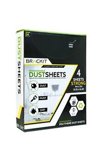 Brackit 4 Pack Strong Biodegradable Dust Sheets 4x5m (13x16ft) Extra-Large