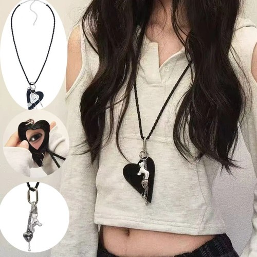 VETEMENTS Collana lunga intrecciata in lega amore ciondolo abbigliamento ciondolo maglione catena ragazza