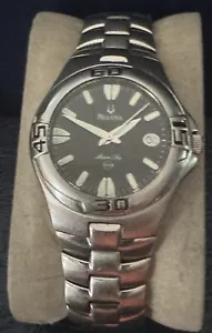 Orologio 38mm Bulova Marine Star Acciaio Inox 100M Quarzo Data Unisex Nero - Foto 1 di 5
