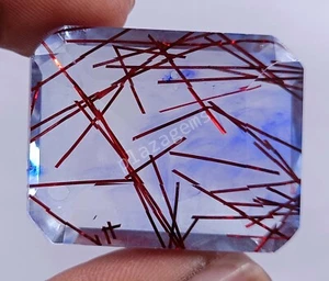 95.20 CT Emerald Cut Red Rutilated Quartz EGL Certified Loose Gemstone 5FRV - Picture 1 of 10