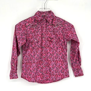 Cowgirl Hardware Top Girls S Pink Paisley Rodeo Rhinestone Western Country - Picture 1 of 5