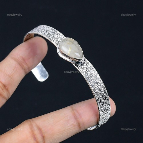 VALENTINO Regalo di nozze per il suo bracciale pietra preziosa rutilo oro naturale argento 925 regolabile