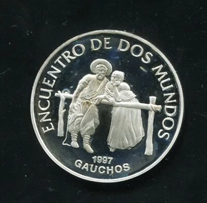 tu_bazar URUGUAY 250 PESOS PLATA PLATA 1997 ENCUENTRO DOS MUNDOS PROOF - Imagen 1 de 2