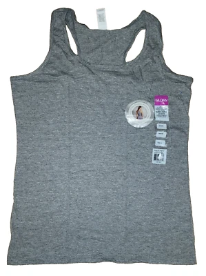 NUEVO Gildan Damas Espalda Corredora Grafito Brezo Tanque Premium Algodón Hilado en Anillos Talla M Foto 1 de 4