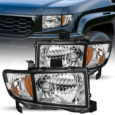 For 2006-2014 Honda Ridgeline Black Amber Headlights Assembly Pair 06-14 - Image 1 of 4