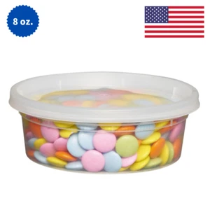 8 oz BPA-Free Small Round Deli Food Soup Containers with Lids Heavy Duty Plastic - Picture 1 of 9