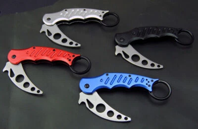 Aluminum Handle Trainer Training Knife Folding Saber New Karambit  Metal Blade - Image 1 of 4