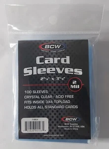 BCW Crystal Clear Acid Free Trading Card Sleeves 100-Sleeves Pack - 1-SSLV - Picture 1 of 2