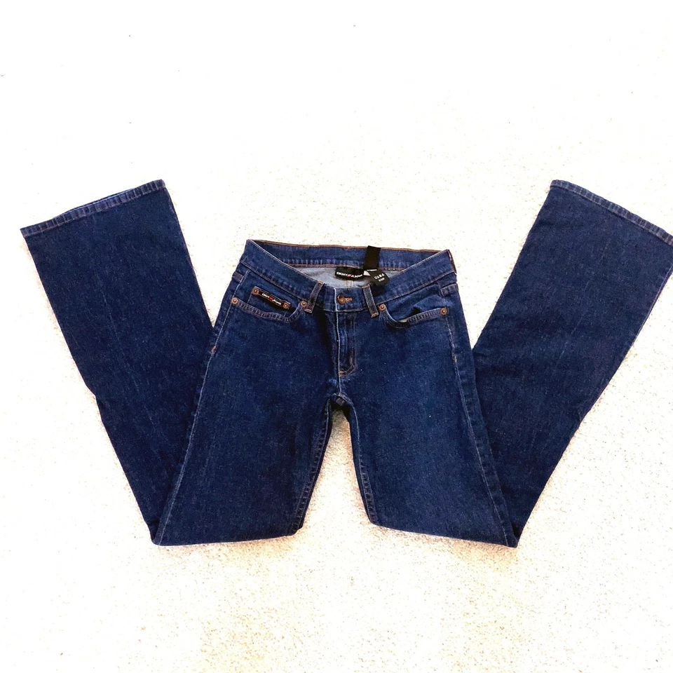 DKNY Blue Jean Denim Flare Wide Leg  Pants Size 7 L Long - Image 1 of 4