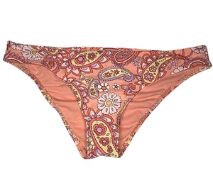 Wild Fable Womens Peach Paisley Low Rise Cheeky Bikini Bottom Large (12-14) New! - Picture 1 of 8