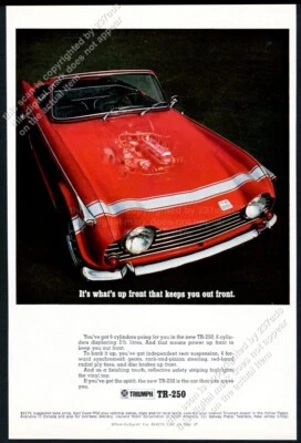 1968 Triumph TR-250 red car photo vintage print ad - Image 1 of 4