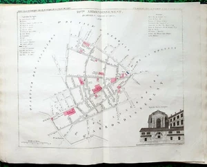 Paris VII ème Anc X è - Quartier St Thomas d'Aquin Rare Plan Décoré 36x29 1836 - Picture 1 of 3