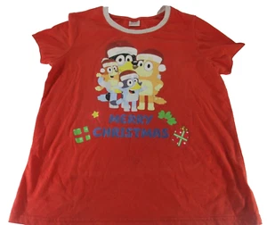 Bluey Childrens Christmas Shirt Short Sleeve Size 8 Polyester/Cotton Sleeve Flaw - Picture 1 of 12